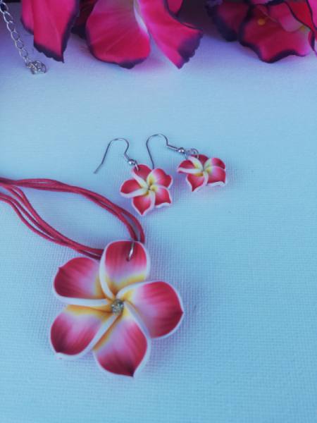 Komplet nakita iz polimerne mase - rdeča 488