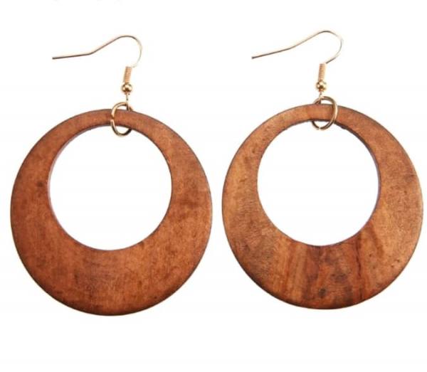 Uhani iz naravnega lesa-okrogli - naravna 1020