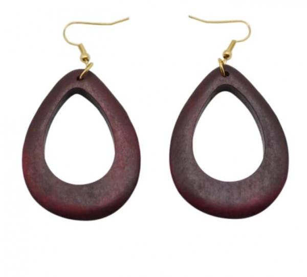 Uhani iz naravnega lesa mahagonij 1029