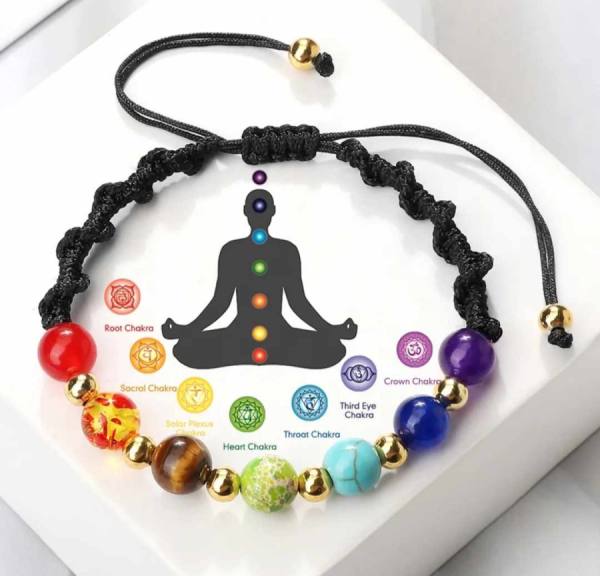 Čakra zapestnica iz naravnih kristalov - črna- 05 2097