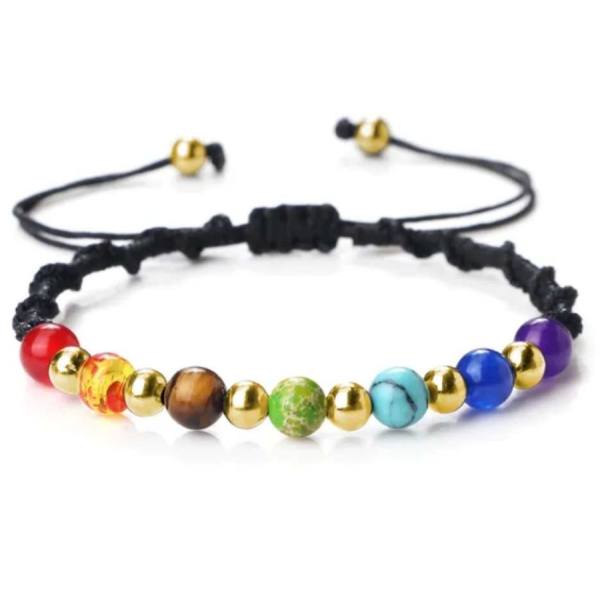 Čakra zapestnica iz naravnih kristalov - črna- 05 2098