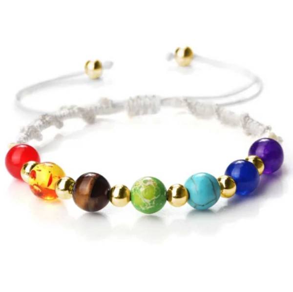 Čakra zapestnica iz naravnih kristalov - bela 02 2005