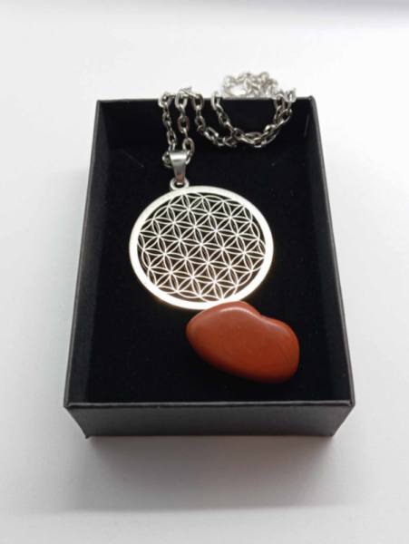 Ogrlica Amulet Roža življenja z kristalom Jaspisa 3049