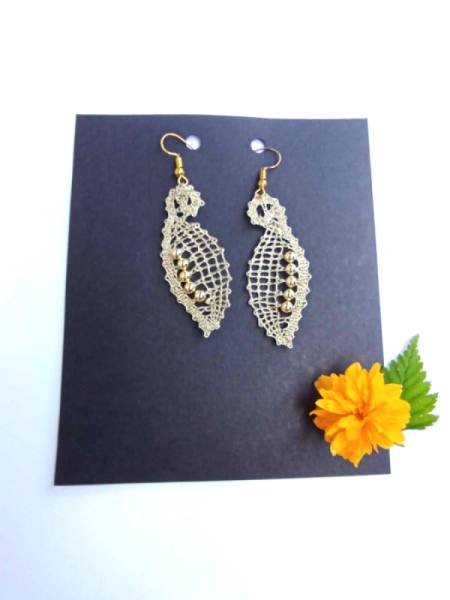 Uhani iz idrijske čipke - zlata3 3202