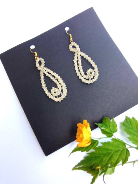 Uhani iz idrijske čipke - zlata1 3198