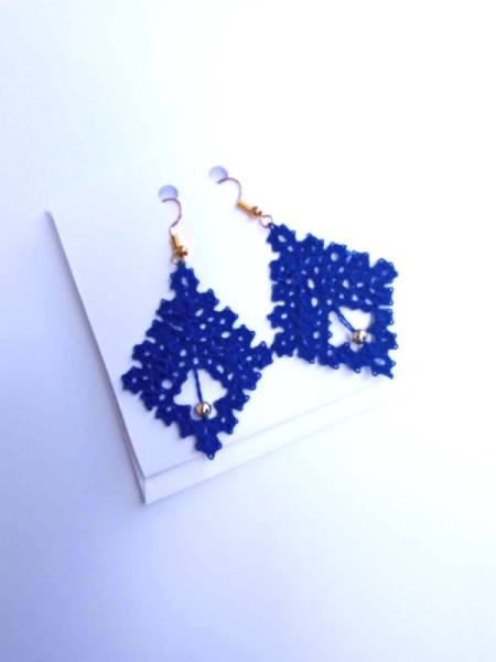 Uhani iz idrijske čipke - modra2 3195