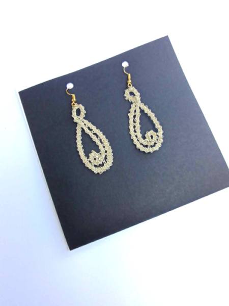 Uhani iz idrijske čipke - zlata1 3197