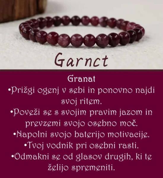 Zapestnica spiritualne energije - kristal Granat ❤️ 4404