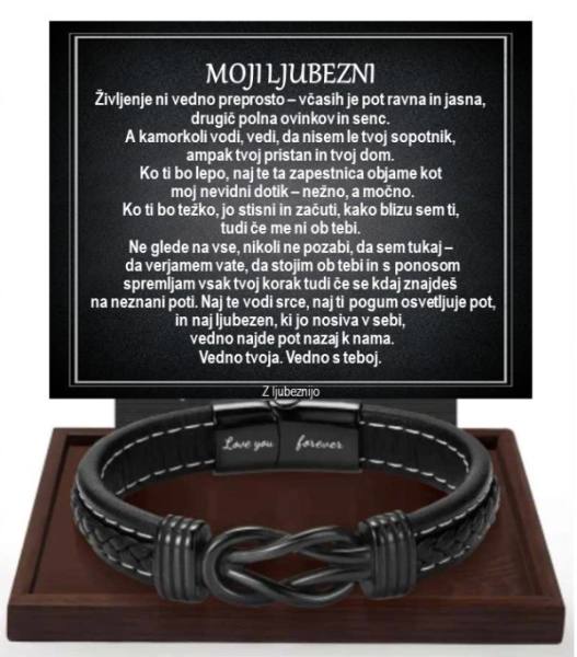 Moška zapestnica s posvetilom – simbol ljubezni, moči in pripadnosti 4897