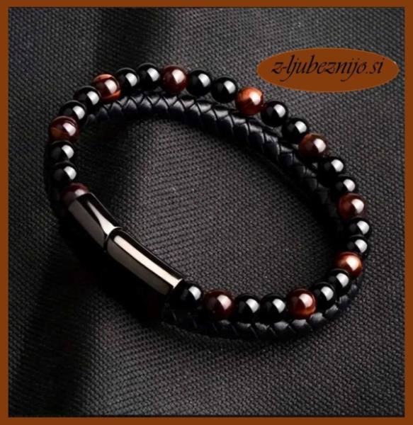 Moška zapestnica iz rdečega ahata 4888