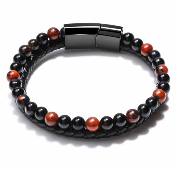 Moška zapestnica iz rdečega ahata 4889