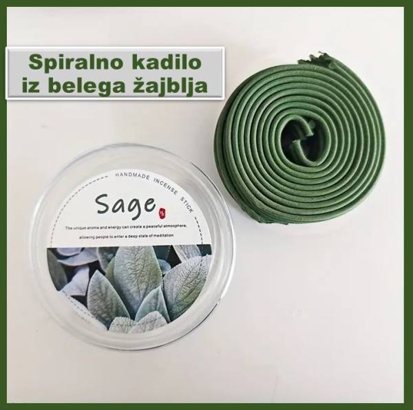 Komplet podstavek in spiralno kadilo iz belega žajblja 4703