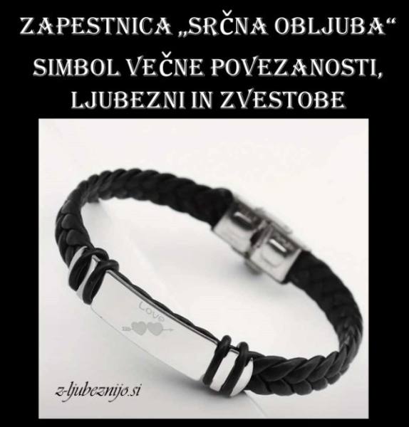 Zapestnica Srčna Obljuba – simbol večne povezanosti, ljubezni in zvestobe 4873