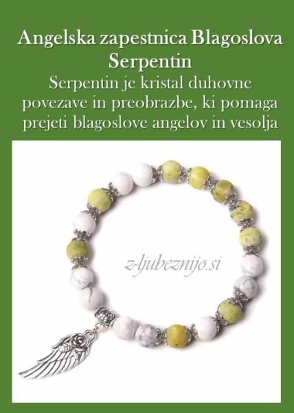Angelska zapestnica Blagoslova – Serpentin & Howlit 5048