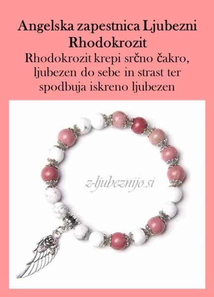 Angelska zapestnica Ljubezni – Rhodokrozit & Howlit 5036