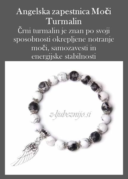 Angelska zapestnica Moči – Črni turmalin & Howlit 5040