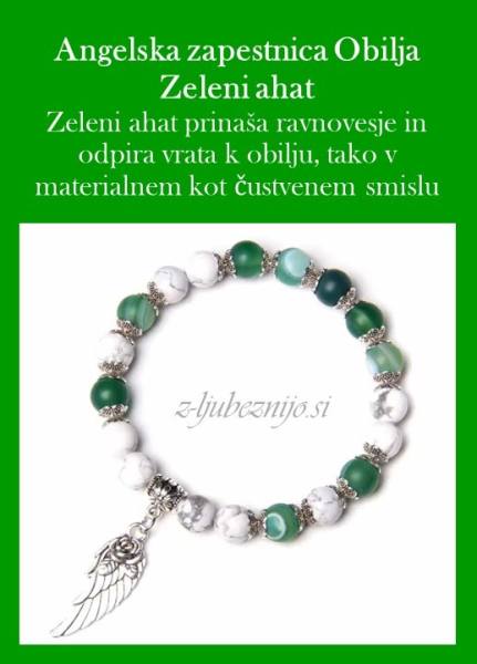 Angelska zapestnica Obilja – Zeleni ahat & Howlit 5042