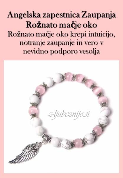Angelska zapestnica Zaupanja – Rožnato mačje oko & Howlit 5046