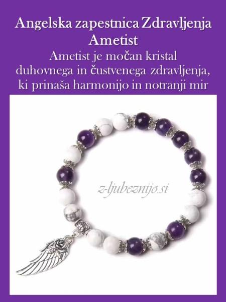 Angelska zapestnica Zdravljenja – Ametist & Howlit 5030