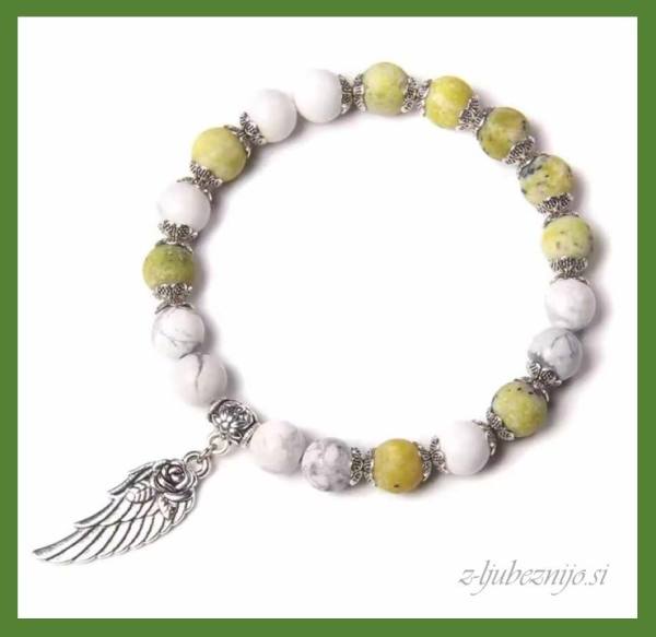 Angelska zapestnica Blagoslova – Serpentin & Howlit 5049