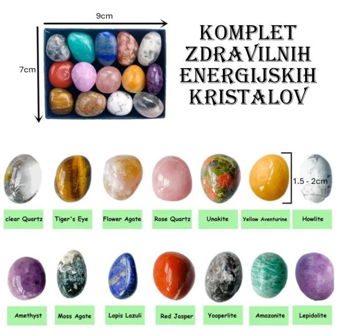 Komplet 14 naravnih zdravilnih kristalov: 5595