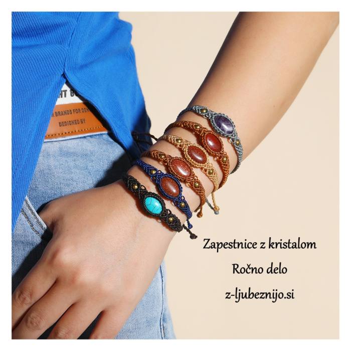Ročno izdelana makrame zapestnica – kristal AHAT 5828