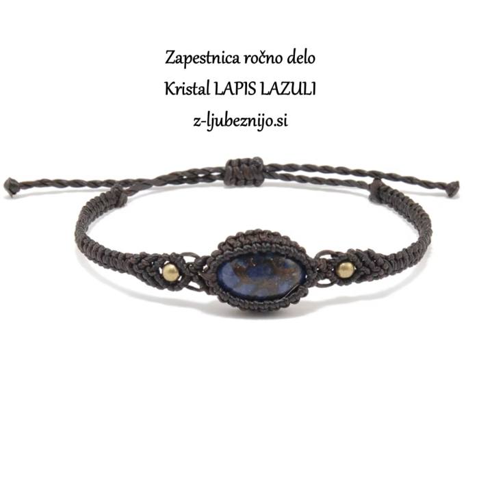 Ročno izdelana makrame zapestnica – kristal LAPIS LAZULI 5823