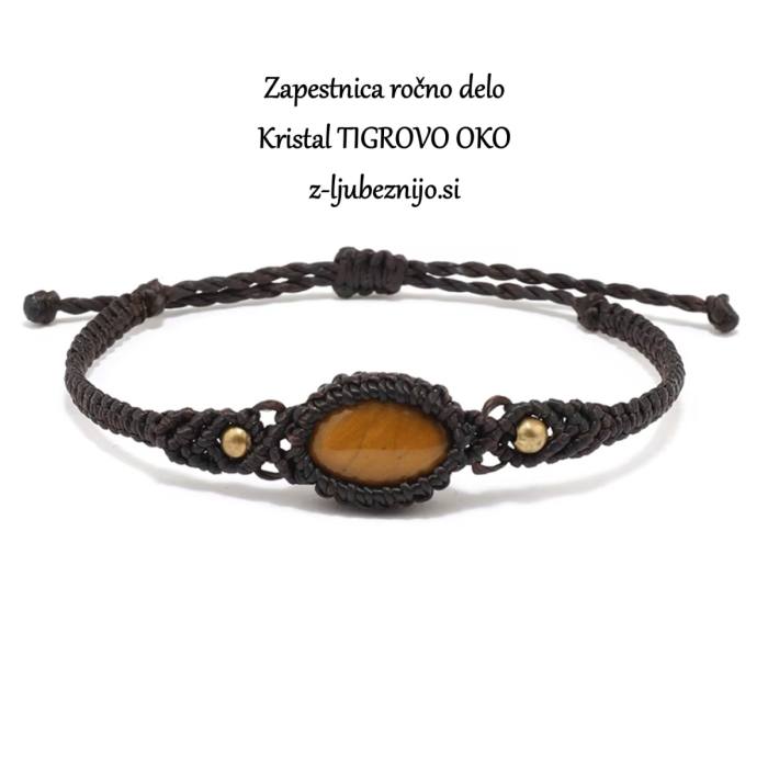 Ročno izdelana makrame zapestnica – kristal TIGROVO OKO 5832