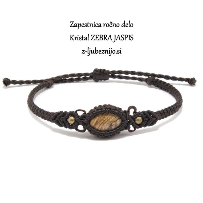 Ročno izdelana makrame zapestnica – kristal ZEBRA JASPIS 5839