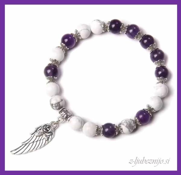 Angelska zapestnica Zdravljenja – Ametist & Howlit 5031
