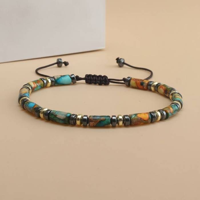 Zapestnica iz Afriškega turkiza, Jaspisa in Hematita – “Urok poguma” 5969
