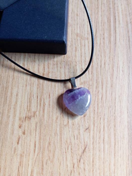 Obesek srce iz naravnega kamna Ametist 5847