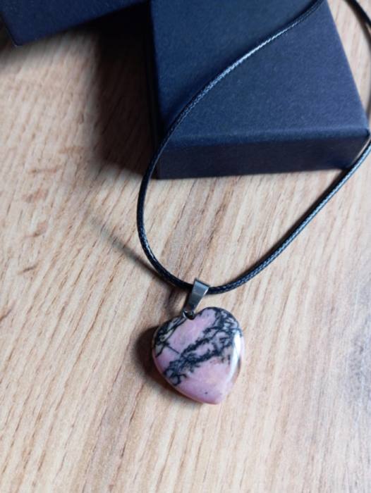 Obesek srce iz naravnega kamna Rodokrozit - Rodohrozit  5849