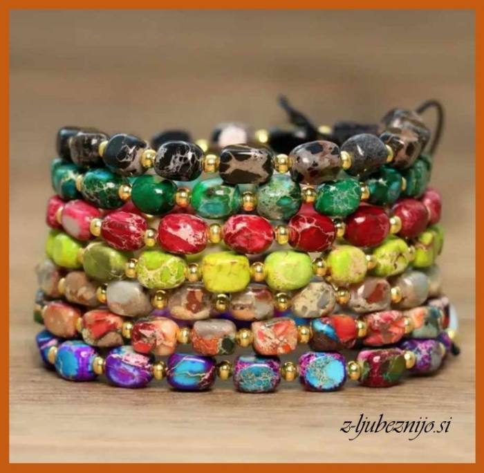 Zapestnica peščeno bel oceanski jaspis - Celjenje duševnih ran 5509