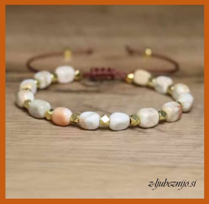 Zapestnica peščeno bel oceanski jaspis - Celjenje duševnih ran 5510
