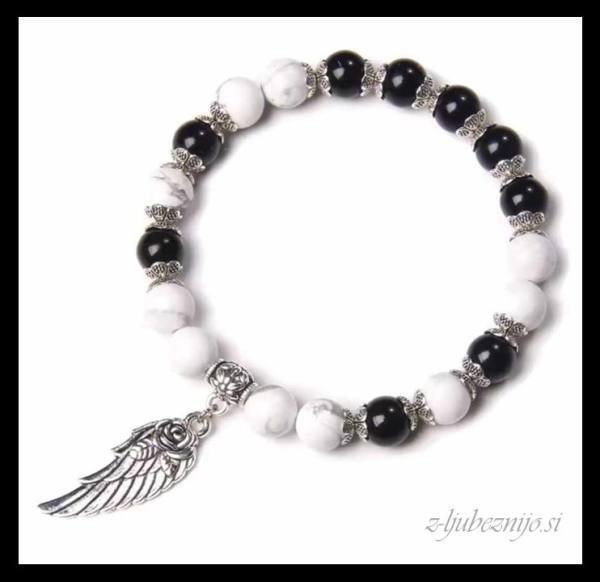 Angelska zapestnica Zaščite – Obsidian & Howlit 5035