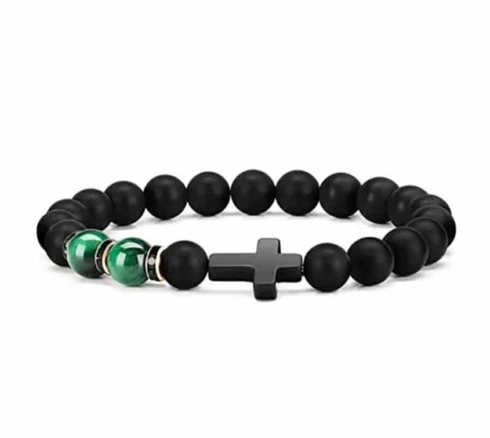 Moč in vera – zapestnica oniks & tigrovo oko s križem 3 5739