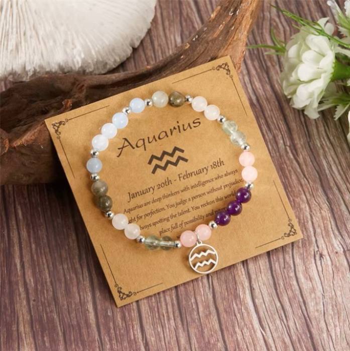 Zapestnica iz naravnih kristalov za astrološko znamenje VODNAR 5795