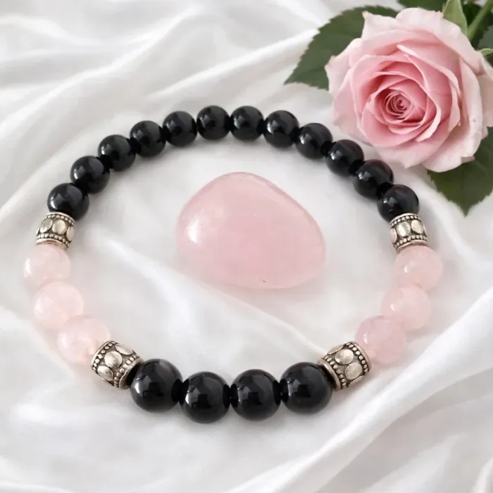 Komplet ljubezni in zaščite – obsidian, roževec in žepni kristal roževec 6454