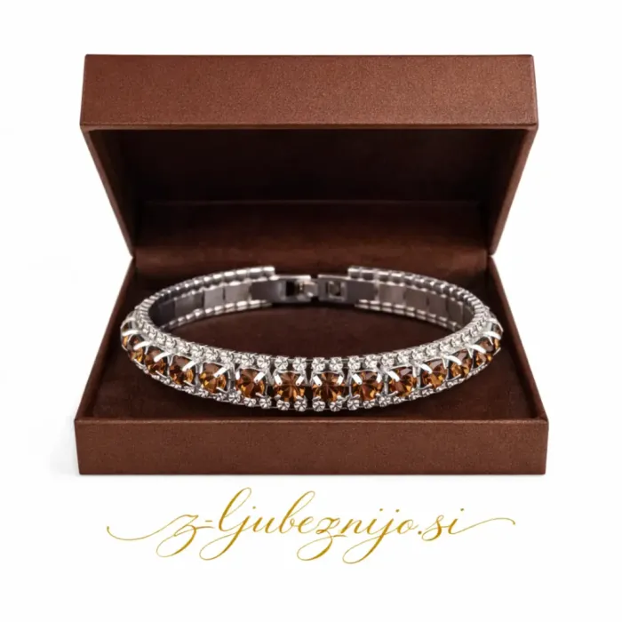 Zapestnica s cirkoniji – temno zlata 6689