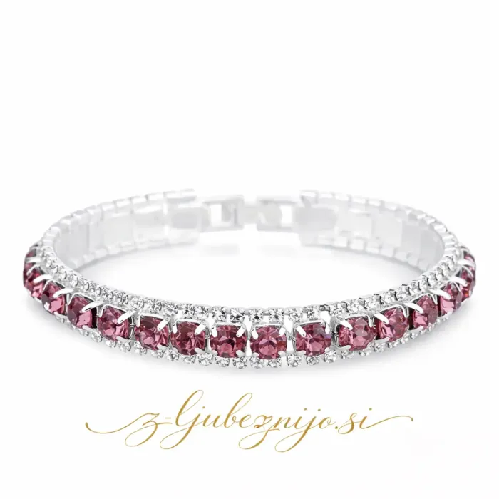 Zapestnica s cirkoniji – pink 6675
