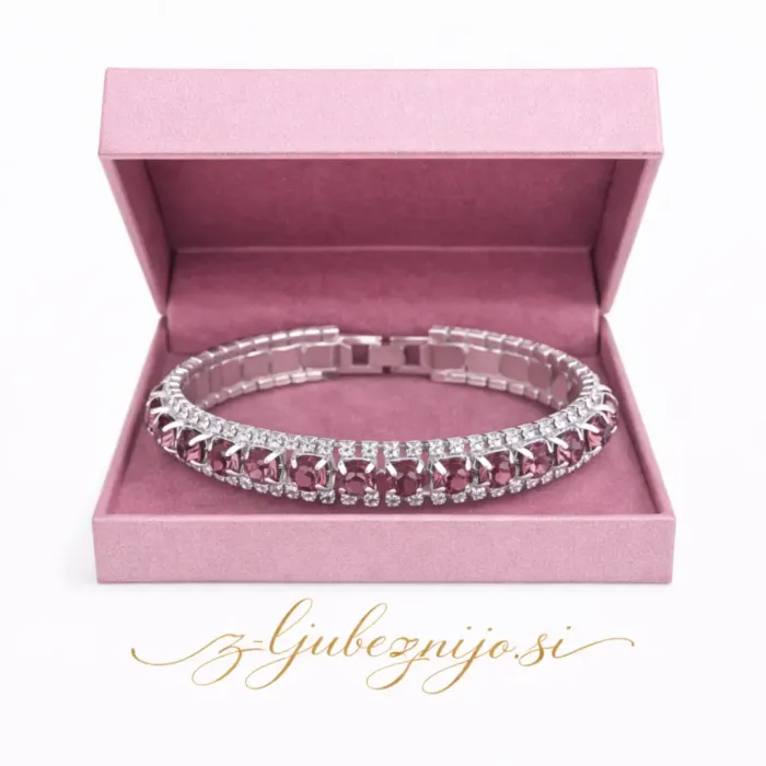 Zapestnica s cirkoniji – pink 6674