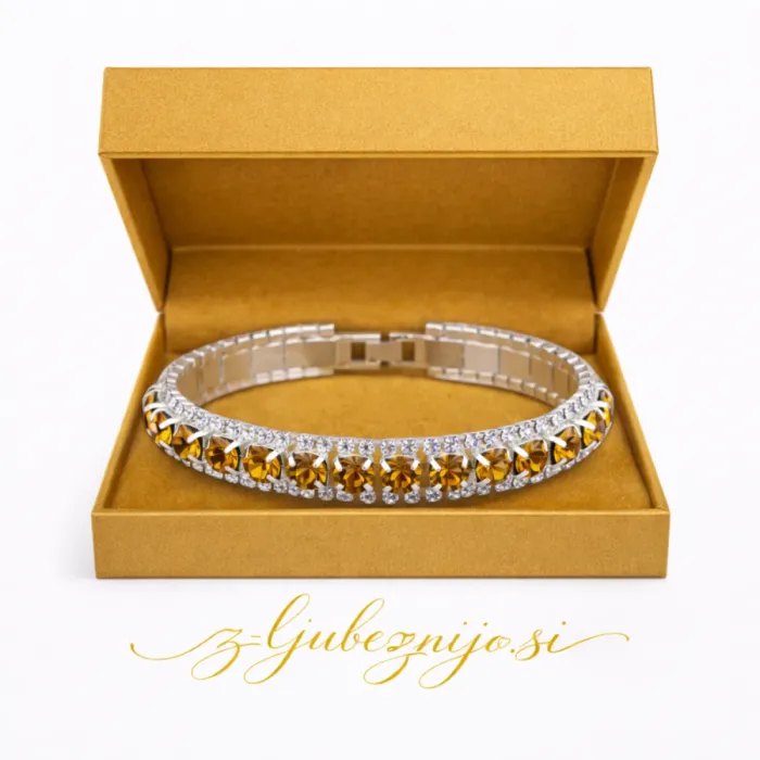 Zapestnica s cirkoniji – svetlo zlata 6686