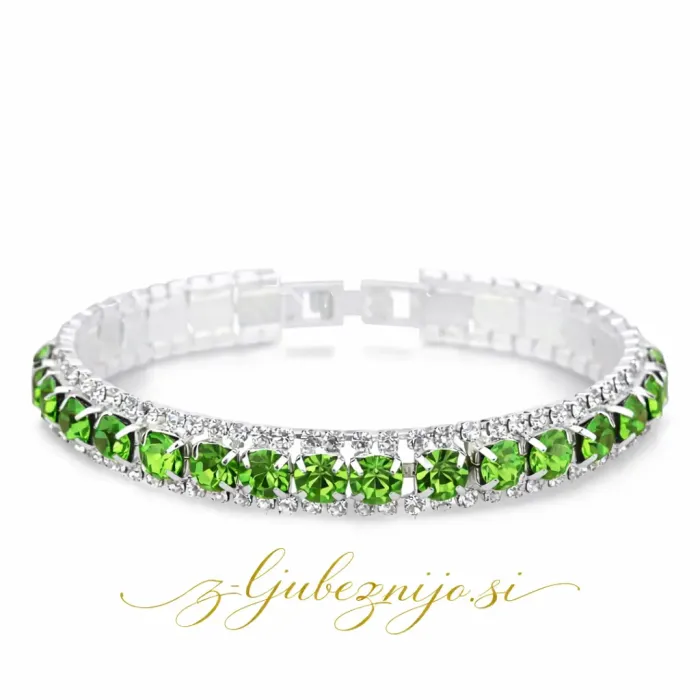 Zapestnica s cirkoniji – svetlo zelena 6669