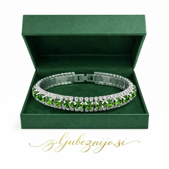 Zapestnica s cirkoniji – svetlo zelena 6668