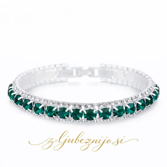 Zapestnica s cirkoniji – zelena 6682