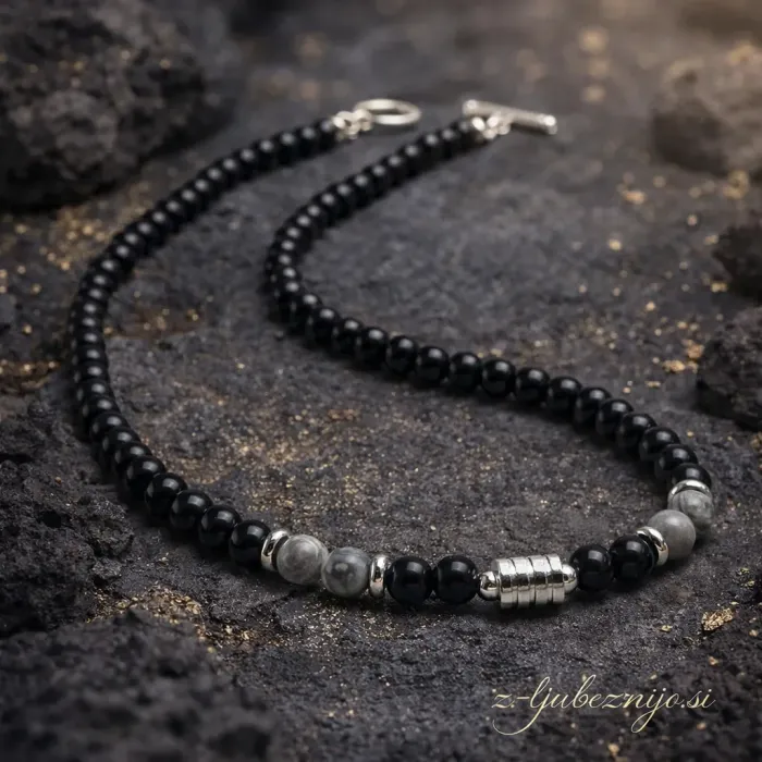 Ogrlica Korenine moči – sivi jaspis 6661