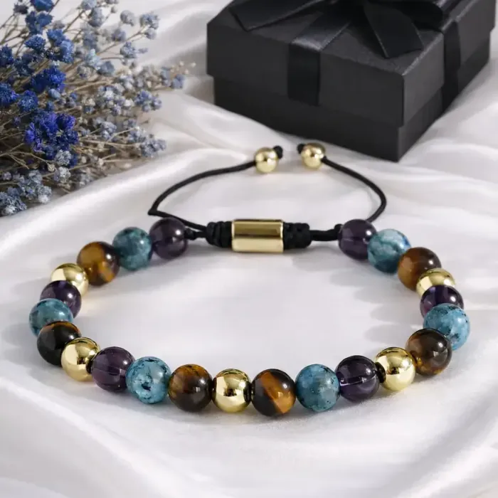 Zapestnica iz apatita, ametista in tigrovega očesa - Ko zmanjka besed 6354
