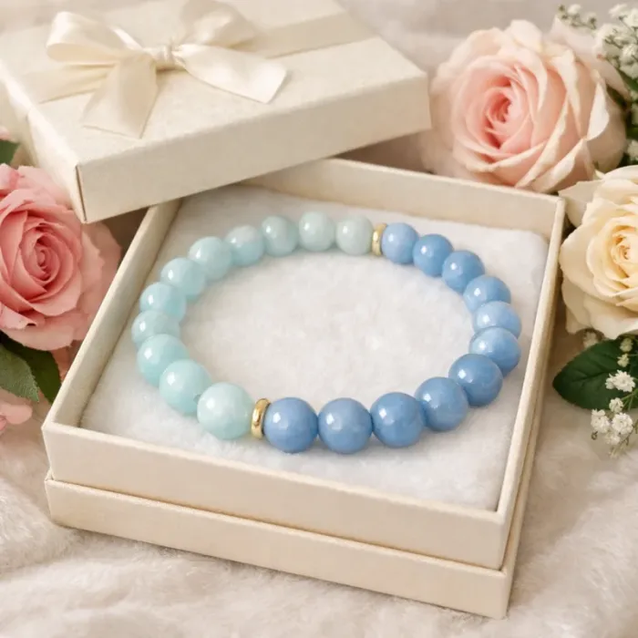 Zapestnica iz angelita in akvamarina – Dotik angela 6533