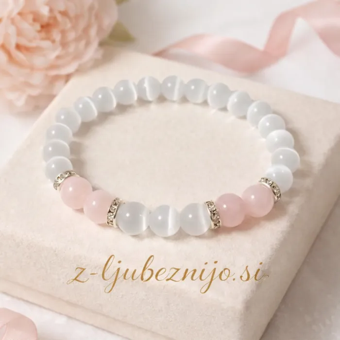 Zapestnica Odločitve (naravni selenit in roževec) 6633